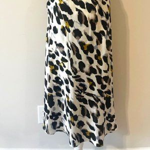 NWT Ivy & Leo Boutique Satin Midi Animal Print Slip Skirt